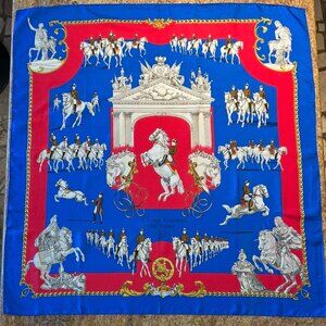 Vintage Hermes L' Ecole Espagnole De Vienne Silk Scarf by Phillipe Ledoux